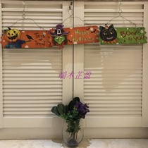 Halloween Halloween witch black cat pumpkin patch decorative wooden board painting retro wall hanging door hanging