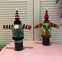 Christmas Christmas Eve fabric decoration wine bottle coat bar party champagne knitted red wine set
