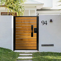 Fence gate B&B yard garden gate wood grain aluminum gate stainless steel courtyard garden wooden gate wrought iron outdoor gate
