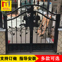 Custom wrought iron gate courtyard door Garden villa door European-style country open door entry single and double open outdoor iron door