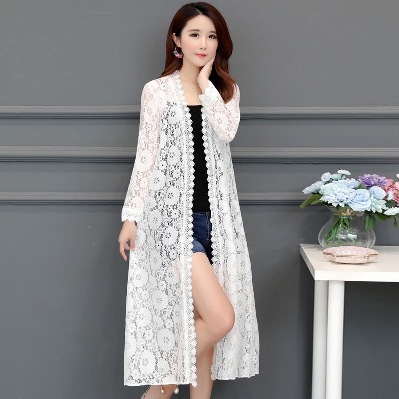 phụ nữ chống nắng 2020 mùa hè mới ren cardigan điều hòa không khí áo phiên bản dài lỏng lẻo Hàn Quốc khăn choàng chiếc áo khoác mỏng