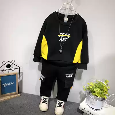 Children Korean version of foreign sports suit 2020 spring new boys casual T-shirt cotton overalls two-piece set