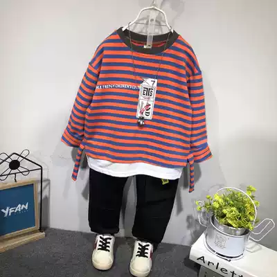 Boys' striped casual top sweatpants set 2020 Spring New Products children's casual two-piece Korean fashion foreign pie
