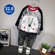 Boys t-shirt loose Korean foreign style long-sleeved 2020 spring new childrens cotton cartoon top thin section tide boy