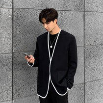 Spring and autumn small suit jacket Mens casual ins Korean Ruffian handsome suit Korean version of the trend British Hong Kong style top