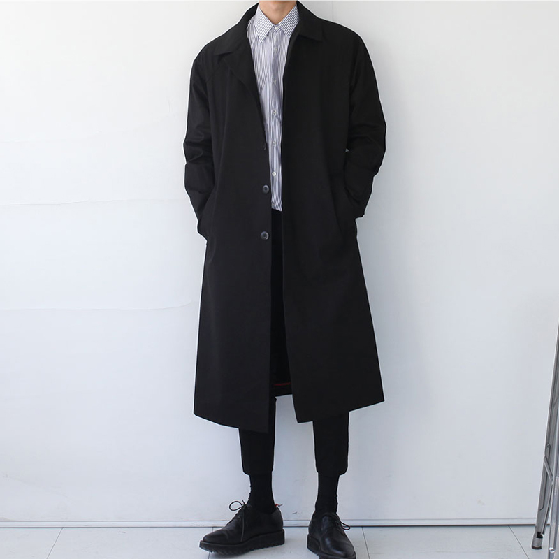 Windbreaker 2020 new medium and long men's Korean version of the trend handsome over-the-knee loose coat British style autumn coat