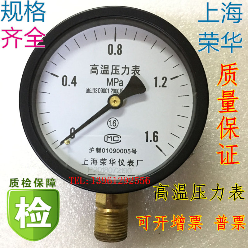 16 kg steam pressure gauge high temperature Shanghai Ronghua instrument Y100 temperature resistant 1 6MPA steam boiler