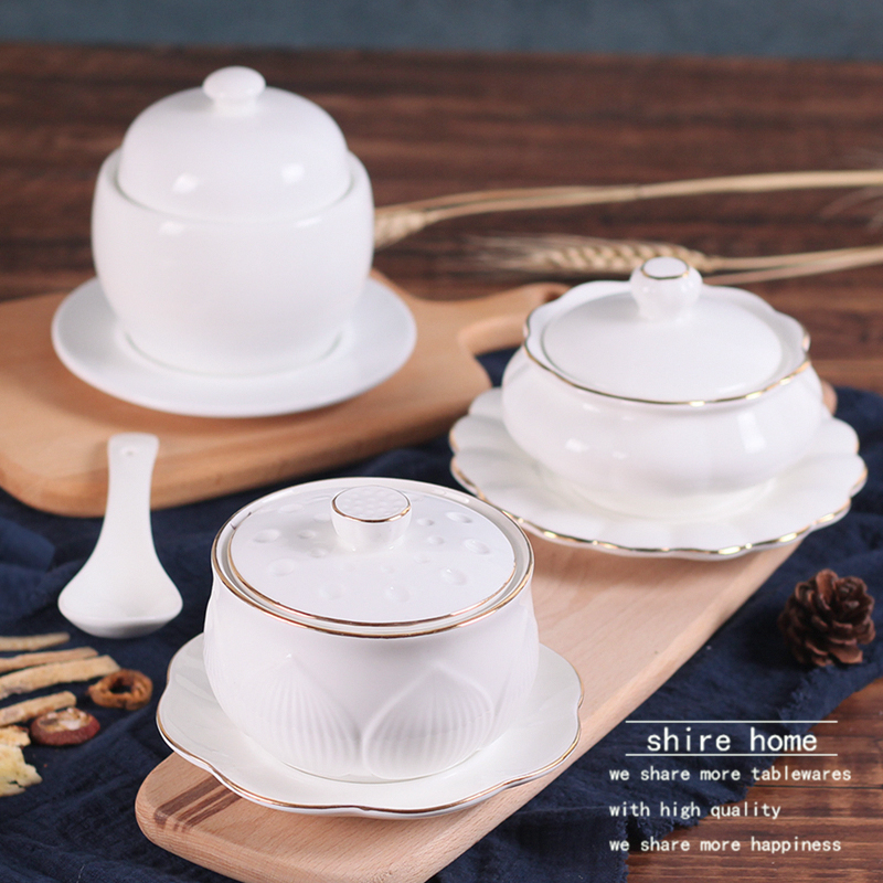 Seat Moon Stew small soup flush Ceramic Swallow water Saucepan Infusion Saucepan With Lid Soup Bowl Stew Jar Small Stew