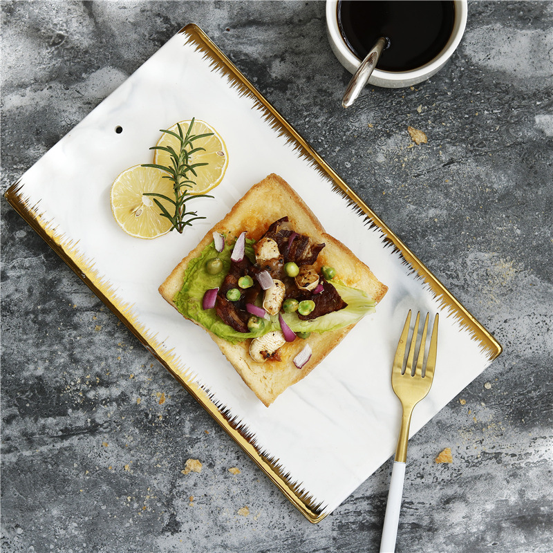 Marble plate rectangular plate plate Plywood Sushi plate ceramic breadboard Nordic style plate
