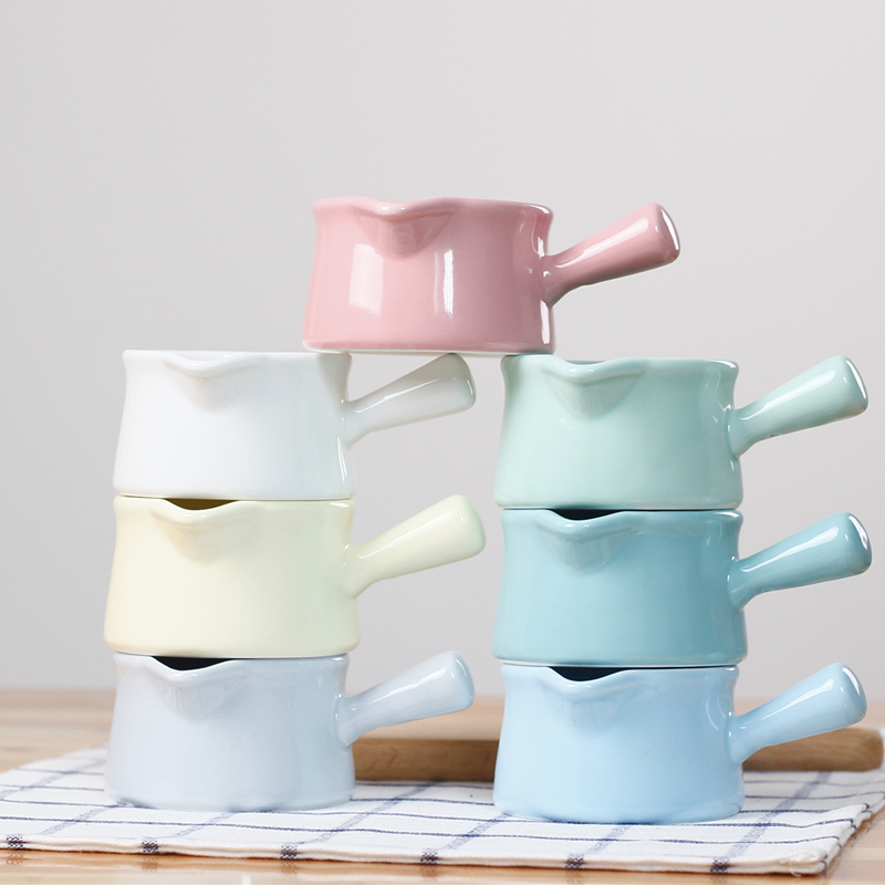 Macaron colored milk jug Ceramic Milk Cup cute creative hand handle small Bowl Cup jam plate Western sauce bucket Hopper