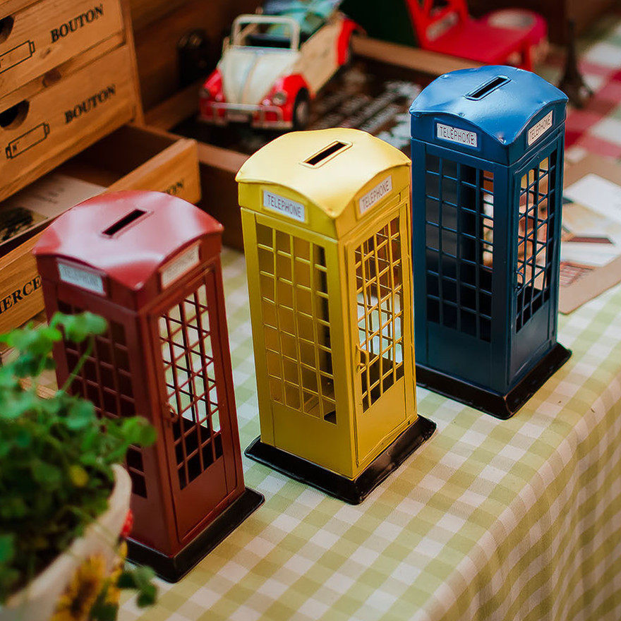 Yinglun Wedding Ceremony Decoration Telephone Booth Mailboxes Swing Pieces Retro Made Old Sheet Metal Model Creative Gift Deposit cylinder