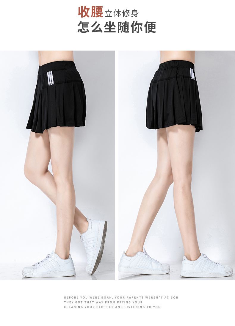 Jinguan eo cao xếp li thể thao váy hoang dã Một từ váy ngắn chống ánh sáng quần vợt cầu lông - Trang phục thể thao quần áo thể thao nữ
