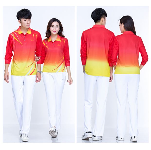Jinguan Thể thao mùa xuân và mùa thu khô nhanh Áo thun dài tay nữ Nam Thể dục nhịp điệu trung niên Thể thao Quần áo thể thao vuông cỡ lớn - Thể thao sau set đồ thể thao nữ
