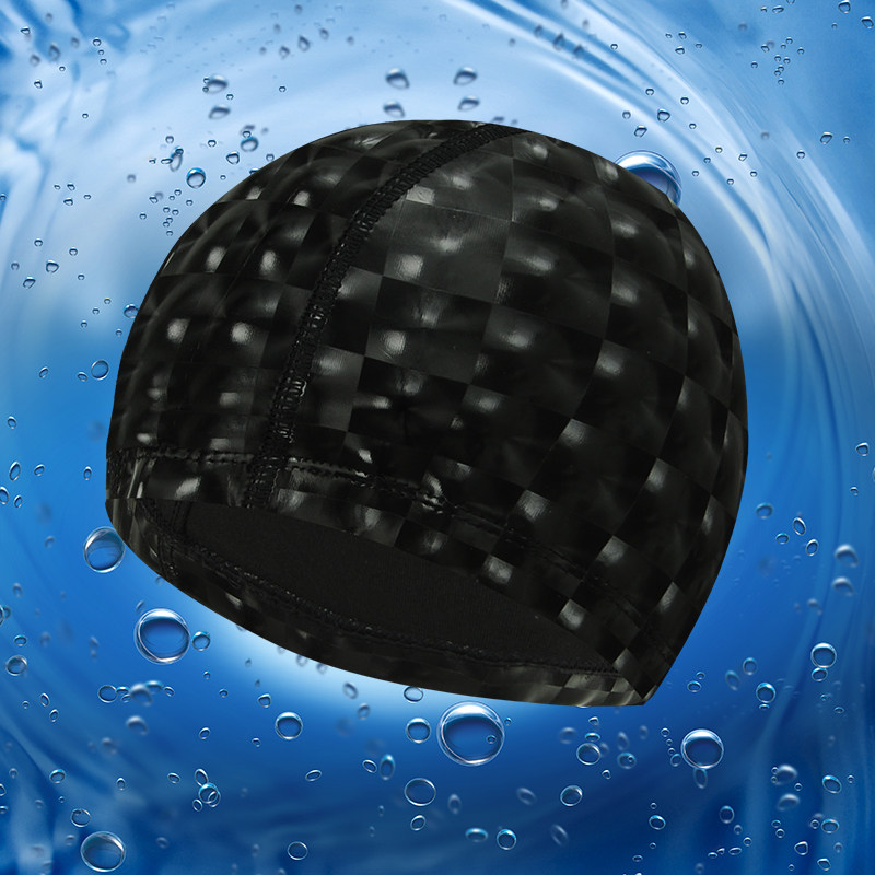 New Pu coated men and women Universal fashion waterproof swimming cap long hair high bullets head hot spring cap 3136