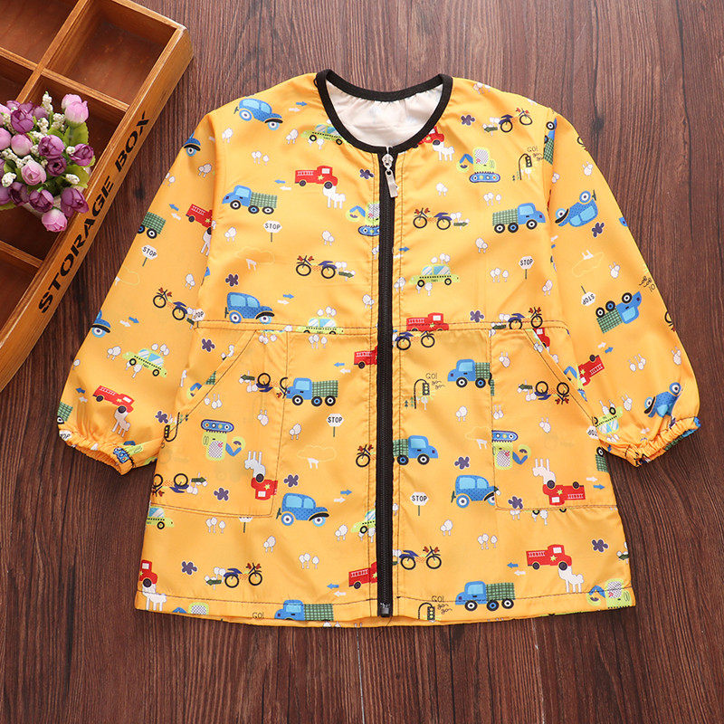 Children's down clothing Hood Waterproof laced drawing clothes Men and women Baby eating Anti-fouling clothes 56789 years old