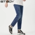 BTBOY cậu bé bóng chày nam mới chân nhỏ quần jean mỏng xu hướng mùa hè eo thường quần dài nam - Quần jean quần jean nam ống suông Quần jean