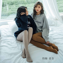 Baby cotton autumn and winter padded velvet pantyhose Green pressure thin leg womens leggings warm bottomed stockings