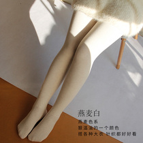 680D matte short dense velvet pantyhose wind-resistant warm leggings baby velvet oat color pantyhose micro-pressed thin legs