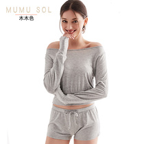 Second kill code shoulder collar casual home clothes can be worn outside sexy and comfortable long-sleeved womens pajamas home clothes