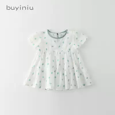 Girl princess dress cloth girl 2021 new short sleeve skirt Korean version of children's baby girl foreign style dress