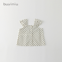 Girls summer clothes cloth girl 2021 New Korean version of childrens foreign style wave dot coat baby thin sleeveless shirt