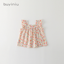 Girls summer clothes cloth girl 2021 New Baby flower doll shirt children summer Foreign Princess shirt