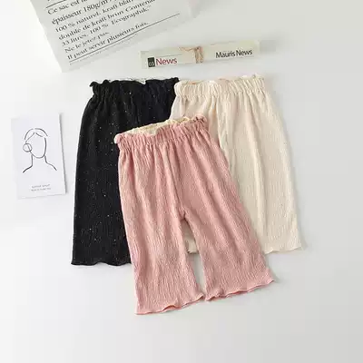 Girls wide leg pants summer baby loose anti mosquito pants children thin foreign style Capri pants tide children wear pants