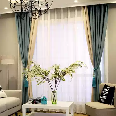 Wuxi door-to-door measurement and installation of solid color velvet cotton and linen curtains multi-color stitching living room bedroom study curtains