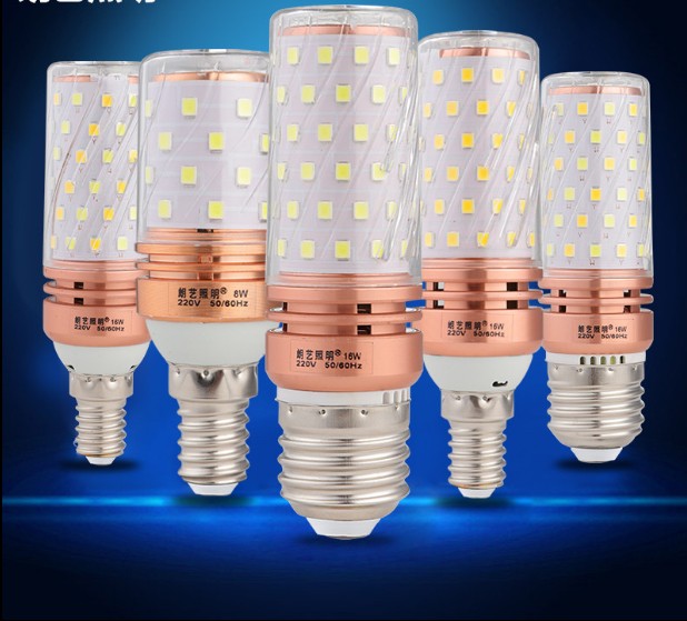 E27 large screw mouth ultra bright 12W16 Warm warm white LED light bulb E14 corn light tri-chromatic light changing light bulb