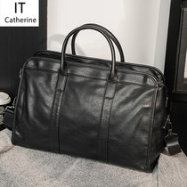 Hong Kong Genuine Leather Fashion Cortex Carry-on Handbag Men Briefcase File Single Shoulder Bag Casual Travel Computer Bag