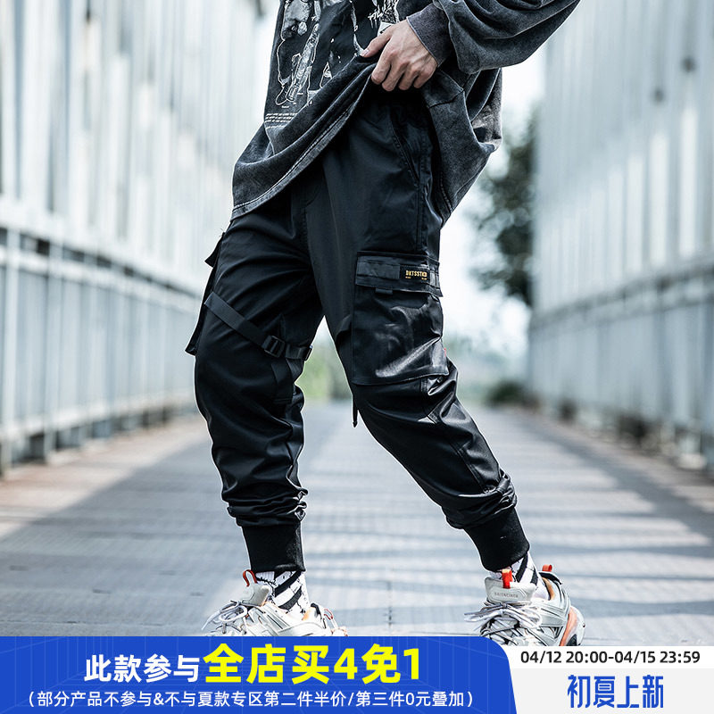 Xiao Binguo Chaoqiu Functional Wind Pants Men Loose Tide Cards Smoke Tubes Pants Multiple Pockets Floating With Bunches And Leggings Pants Tide