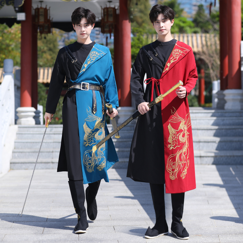 2026 Spring New Original [Jingwen] Men's Hanfu Brocade Guard Embroidered Performance Costume Class Uniform Embroidered Belt