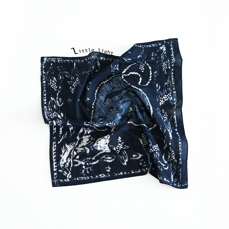 Japanese-Style Indigo-Dyed Pure Cotton Printed Square Scarf, Indigo Soft Texture, Plant-Dyed Handmade Scarf