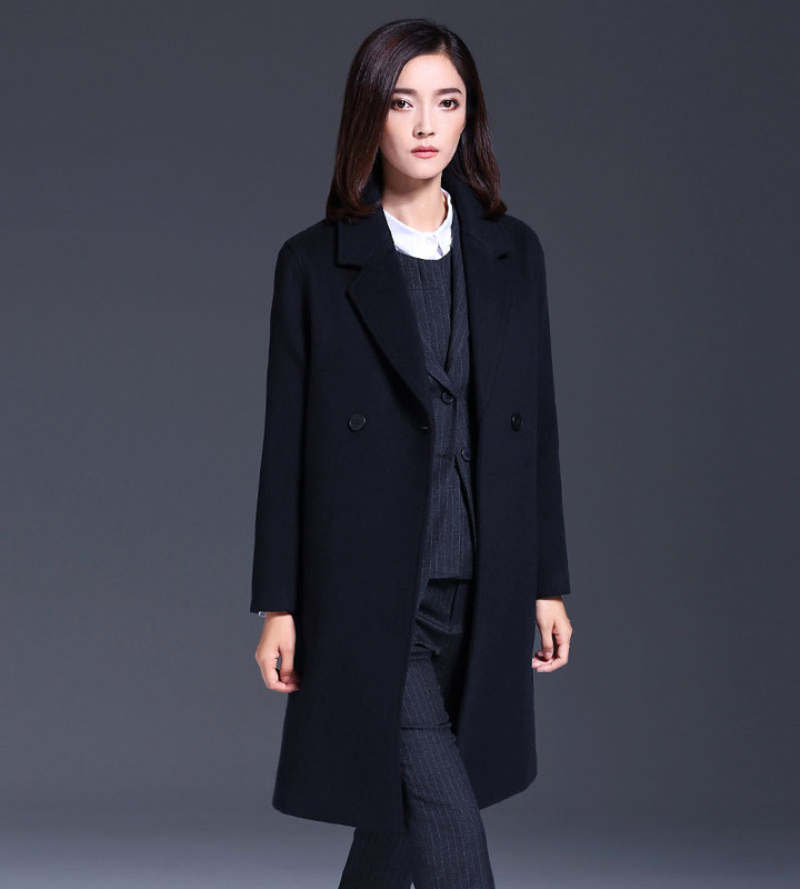 璐丝百丽毛呢除夜衣女中长款工作服冬加厚职业装双面呢羊毛呢子外衣