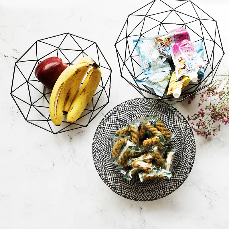 Modern Nordic style wrought iron living room fruit basket creative bedroom fruit basin storage basket creative fruit plate