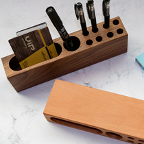 Youmu black walnut pen holder pen multi-function pen holder pen holder pen rest office desktop mobile phone business card storage box