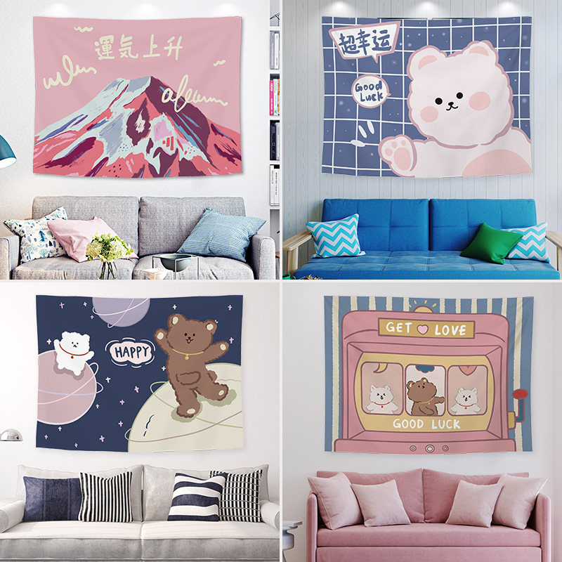 ins wind background cloth simple cartoon hanging cloth bedroom dormitory net red tapestry living room wall wall wall cloth decoration arrangement