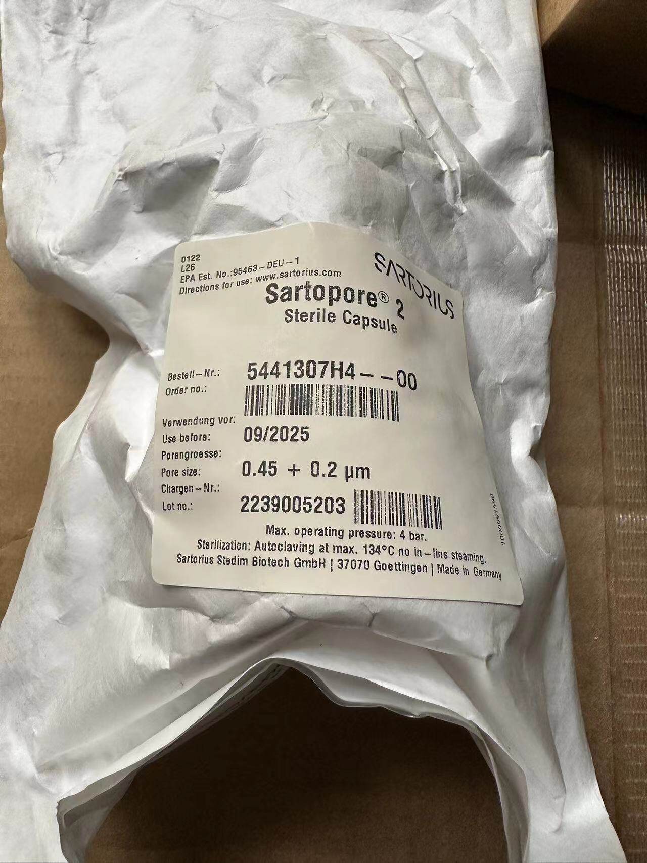 赛多利斯Sartopore Capsule 0.45+0.2um过滤器5441307H4-00-B