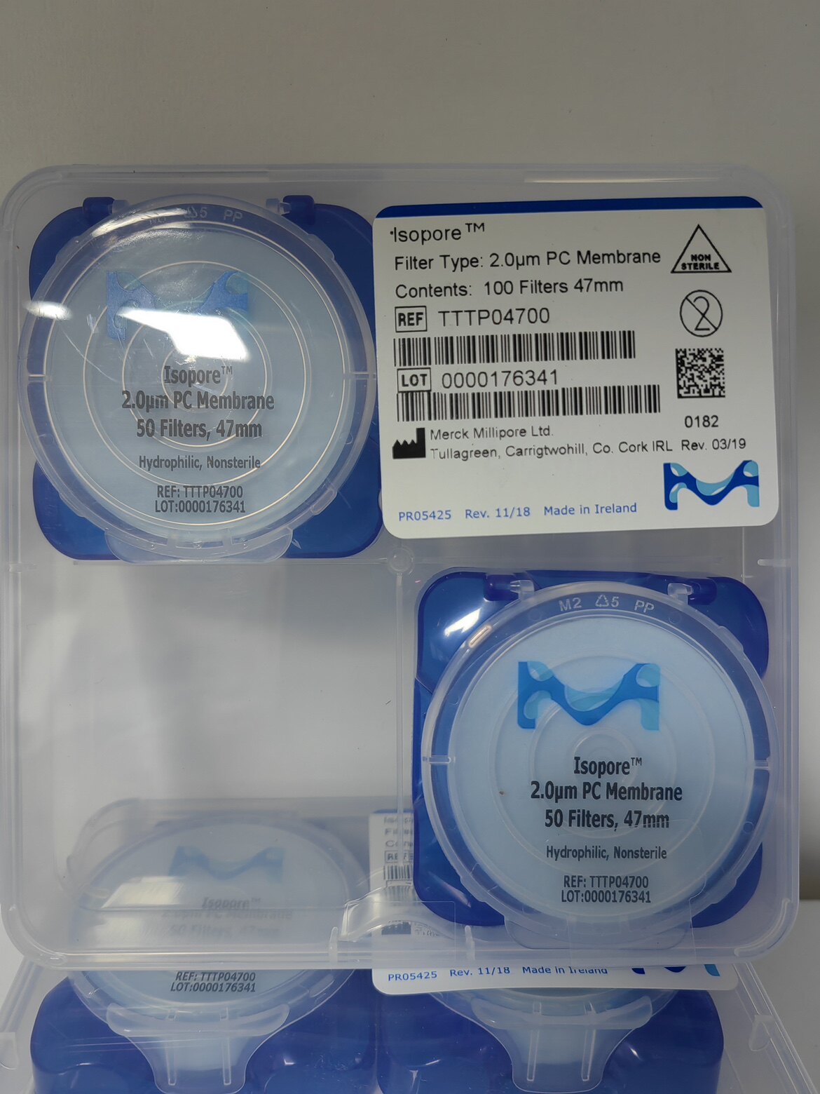 Merck默克Millipore密理博47mm 2um聚碳酸酯过滤膜TTTP04700