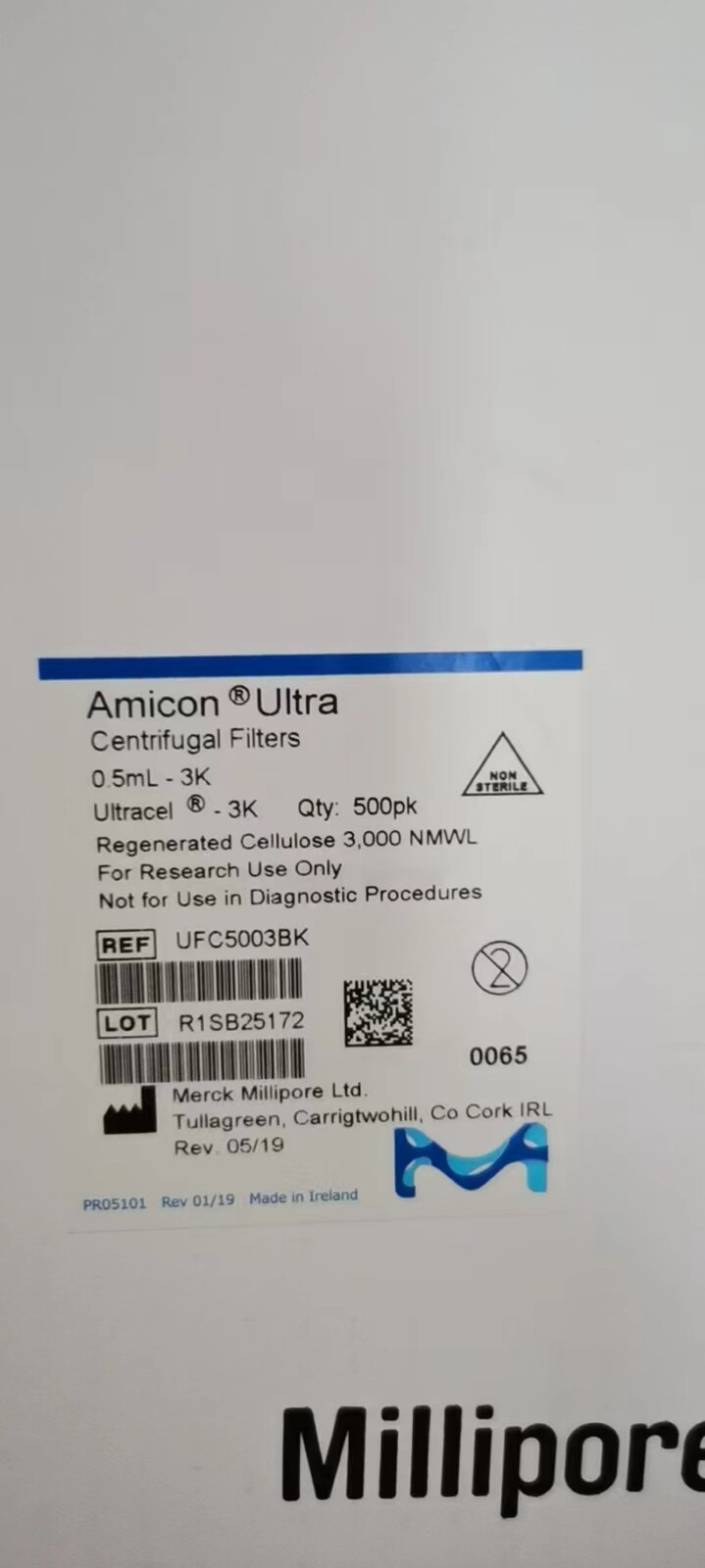 Millipore密理博0.5ml 3KD超滤离心管UFC500396/500324/5003BK