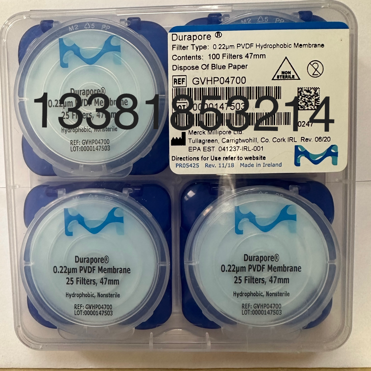 Merck默克Millipore密理博GVHP04700疏水PVDF过滤膜47mm 0.22um