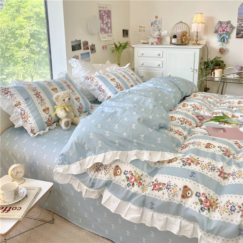 Four pieces of inclined cotton beds on the pure cotton beds of Korean shredded lotus leaves