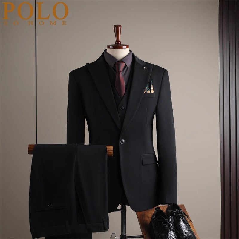 Paul Suit Set Men's High-End Business Professional Formal Wear Korean Style Slim Fit Groom and Best Man Wedding Casual Suit