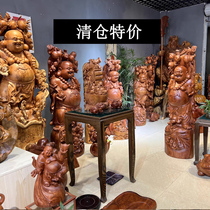 Large Mille Buddhas Real Wood Sculpture Pendulum pure handmade incense Zhangguan Gongguan Hanseigu Financial God Root Carved and Yew Cedar large number