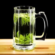  Glass water cup with lid with or without lid with handle Large thickened transparent home office beer cup Teacup