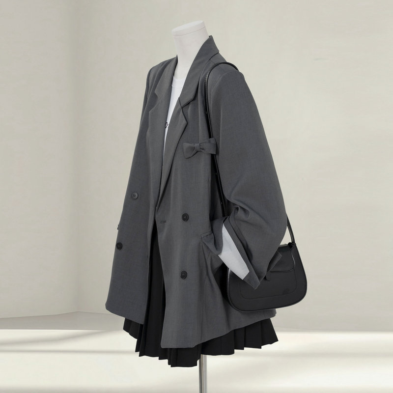 Casual Gray Blazer for Women, Autumn 2026 New Style, Elegant and Sophisticated, Suitable for Petite Figures