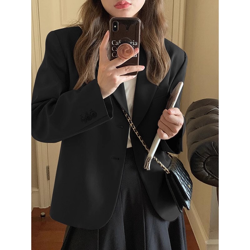 Black Blazer for Women, 2026 Spring New Style, Petite, Elegant, High-End Feel, This Year's Popular Short Blazer