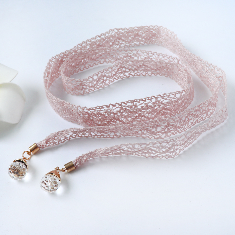 Dress with Pink Thin Waist Belt for Women, Woven Simple Versatile Skirt Belt, Pearl Waist Chain, Shirt Accessory Dress with Pink Thin Waist Belt for Women, Woven Simple Versatile Skirt Belt, Pearl Waist Chain, Shirt Accessory