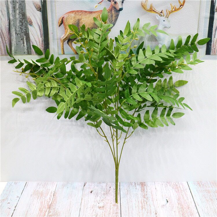 Wedding Celebration 5 Fork Leaves Bunch Willow Leaf Simulation Sophora Tree Leaves Wedding Celebration Hall On-site Cloth View Green Planting 5 Fork Sophora Tree Leaf Emulation