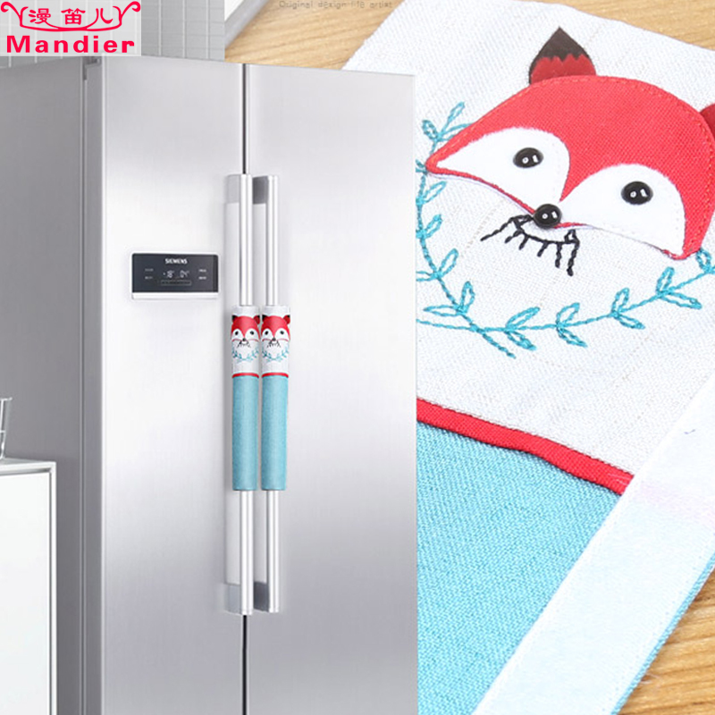 Antistatic door handle sleeve double door refrigerator handle protective sleeve cloth art door to cover refrigerator handle warm winter